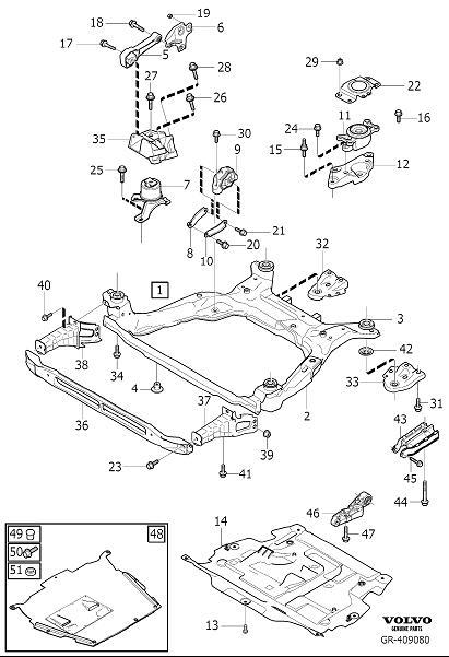 Volvo XC70 Engine Cradle. FRAME - 31406809 | Volvo Parts Webstore, Oak ...