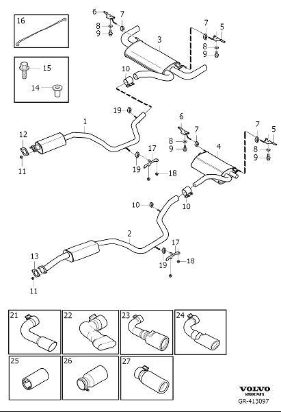 2015 Volvo XC60 Exhaust pipe - 31392527 | Volvo Parts Webstore, Oak Park IL