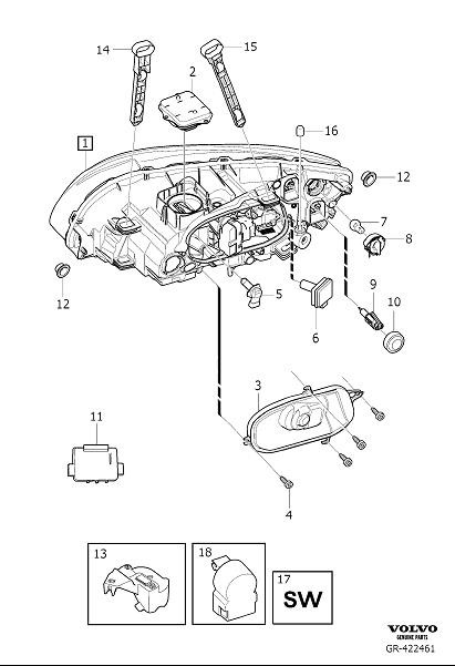 2017 Volvo S60L Headlamp - 31335649 | Volvo Parts Webstore, Oak Park IL