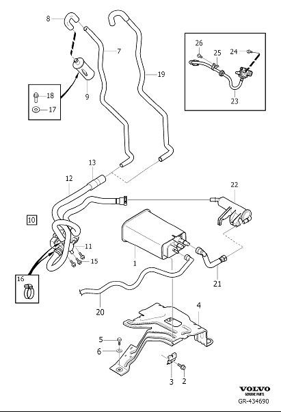 volvo XC60 Evaporative Emissions System Lines. HOSE. CH 102111 ...