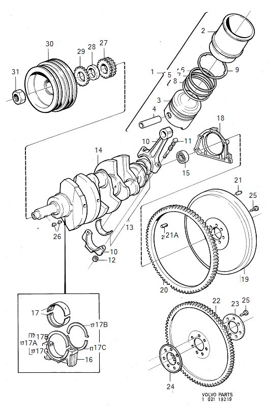 volvo 260 Main Bearing Kit. Auto.TRANS. B27, B28. Crank Mechanism. MAN ...