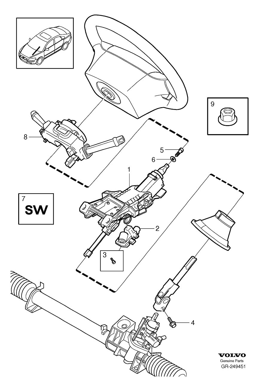 Volvo S40 Column lock - 31340733 | Volvo Parts Webstore, Oak Park IL