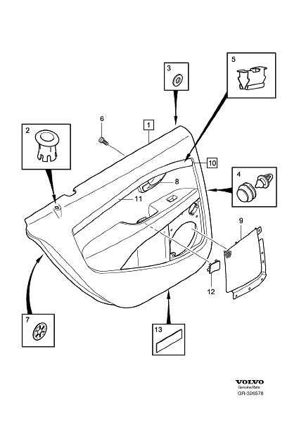 Volvo XC70 Door Trim Molding. MOULDING - 1284808 | Volvo Parts Webstore ...