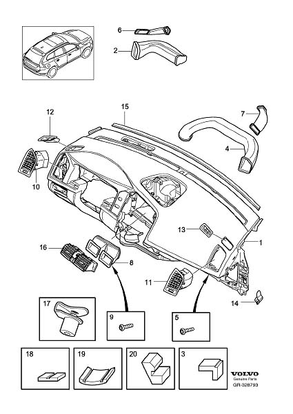 Volvo XC60 Air outlet - 39886578 | Volvo Parts Webstore, Oak Park IL