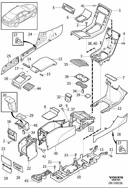 Volvo XC70 Console Lid. BLIND - 39870904 | Volvo Parts Webstore, Oak ...