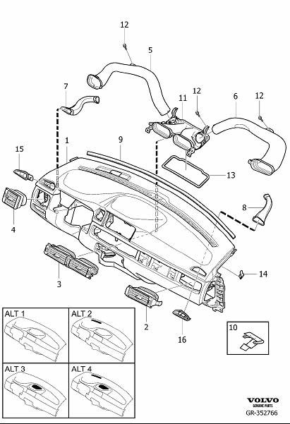 2003 Volvo Retainer. Dashboard Air Ducts. Dashboard - 8632376 | Volvo ...