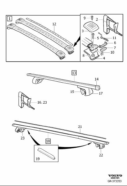 volvo V70 Protection. Load Carrier For Rails - 31399060 | Volvo Parts ...