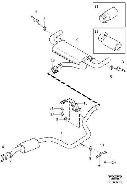 2011 Volvo S60 End pipes, round - 31373942 | Volvo Parts Webstore, Oak ...