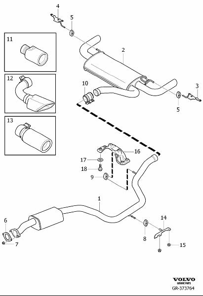 2011 Volvo S60 End pipes, round - 31373942 | Volvo Parts Webstore, Oak ...