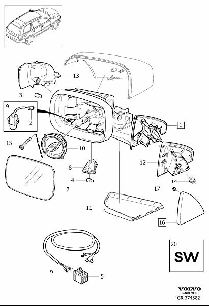 31297437 - Volvo Rear view mirror, left. Illuminated | Volvo Parts ...