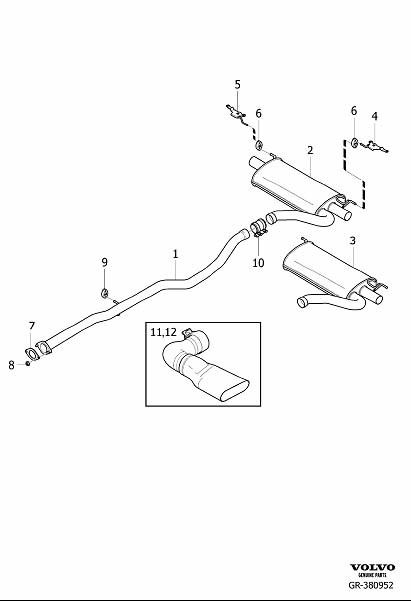 2015 Volvo XC60 Exhaust pipe - 31392533 | Volvo Parts Webstore, Oak Park IL