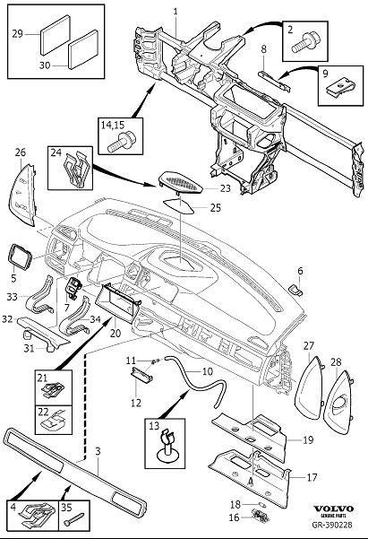 Volvo XC70 Instrument Panel Trim Panel. TRIM STRIP. CH - 31390082 ...