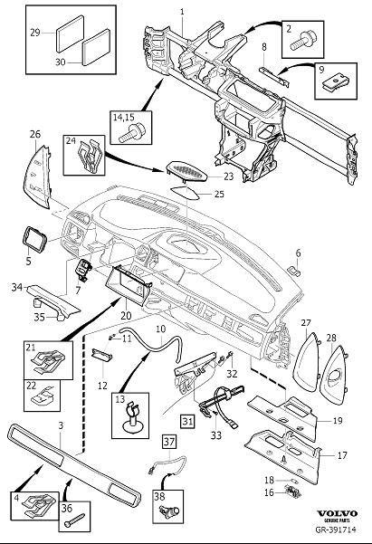 Volvo XC70 Trim Strip. CROSS AVENUE. Dashboard Body - 1284966 | Volvo ...