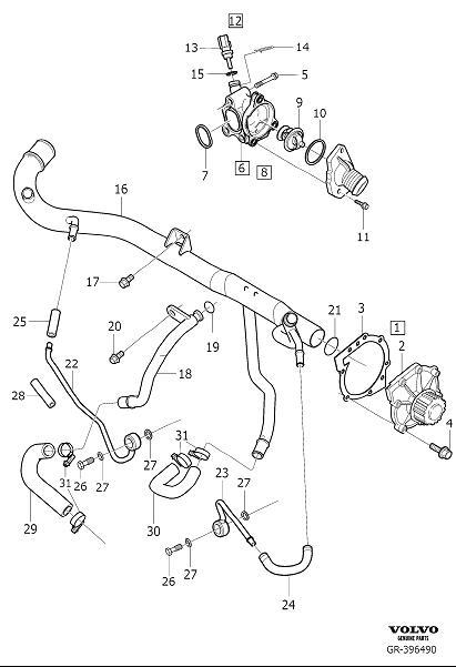 1998 volvo C70 Coolant Pipe. Compressor Exhaust. Coolant Pump ...