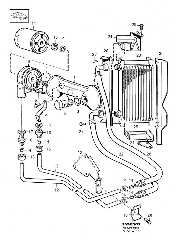 740t oil cooler sandwich plate banjo - Oz Volvo